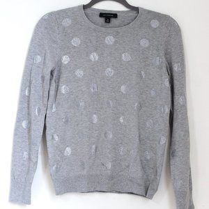 Ann Taylor LOFT Grey & Silver Polka Dot Sweater